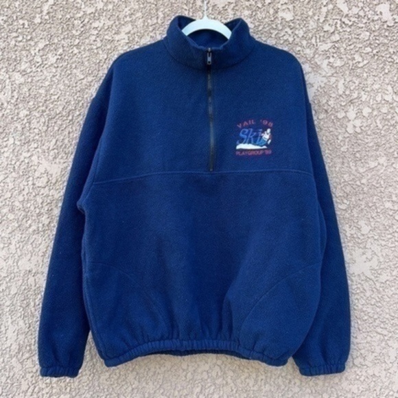 Vintage 1998 Mens Sweater XL by AUBURN Sportswear Blue Winter Thermal Fleece 90s - Picture 1 of 13